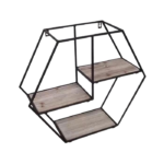 Prateleira de Ferro e Madeira Sextavada - PFML02 