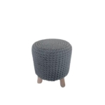Puff Cinza com Pé Madeira - PM02