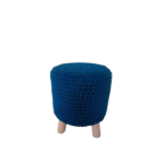 Puff Azul com Pé Madeira - PM03