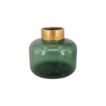 Vaso Vidro Verde Escuro com Dourado - VVV01