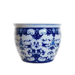 Vaso Redondo Azul com Branco G - VRAB03